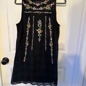 Entro Black Dress with Colorful Embroidery